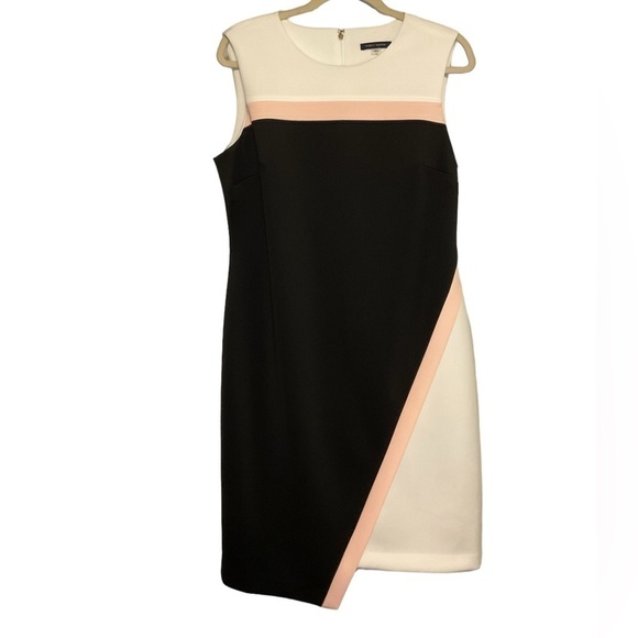 Tommy Hilfiger color block scuba asymmetrical sheath dress size 14 - Picture 2 of 10
